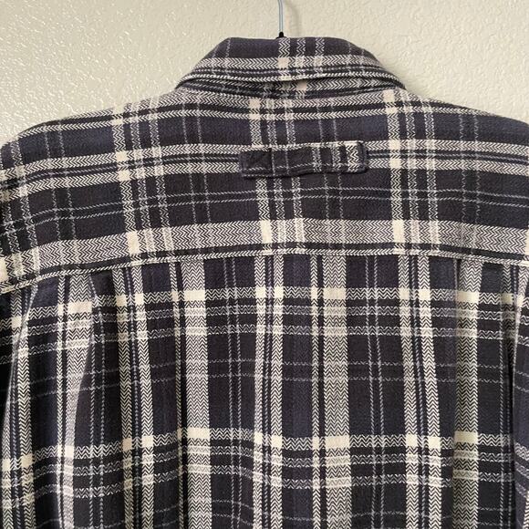 Vintage Woolrich Shirt Mens Large Black Plaid Flannel Elbow Patches Heavyweight - Picture 10 of 12